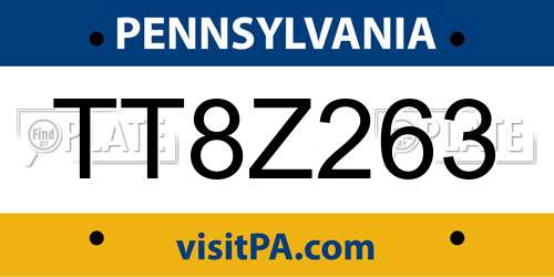 TT8Z263 Pennsylvania License Plate