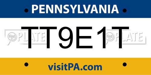TT9E1T Pennsylvania License Plate