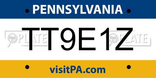 TT9E1Z Pennsylvania License Plate