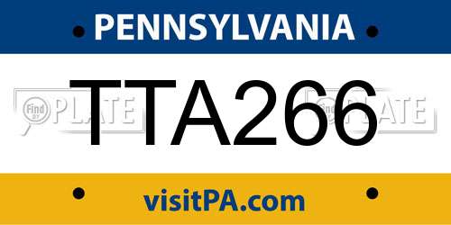 TTA266 Pennsylvania License Plate