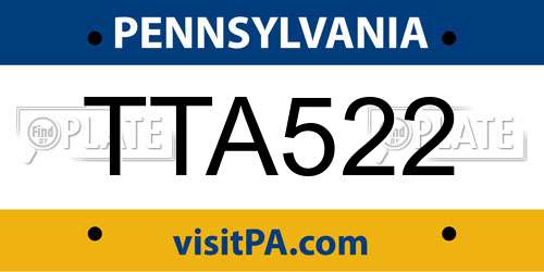 TTA522 Pennsylvania License Plate