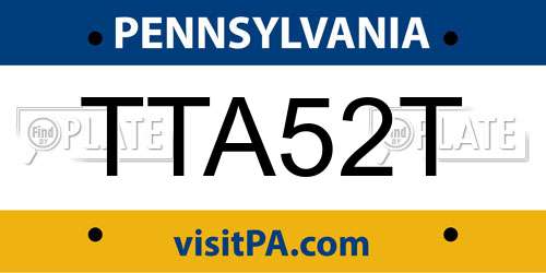 TTA52T Pennsylvania License Plate