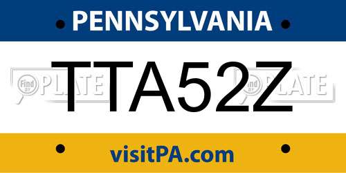 TTA52Z Pennsylvania License Plate