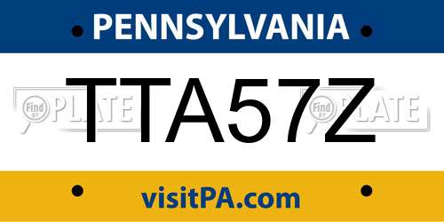 TTA57Z Pennsylvania License Plate