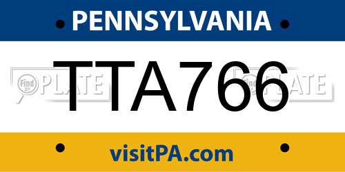TTA766 Pennsylvania License Plate