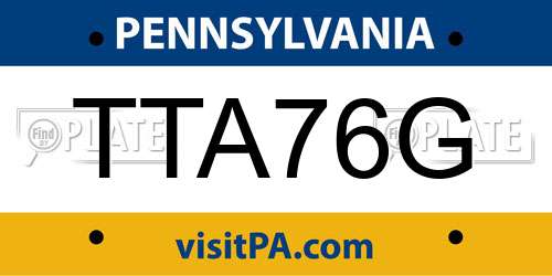 TTA76G Pennsylvania License Plate