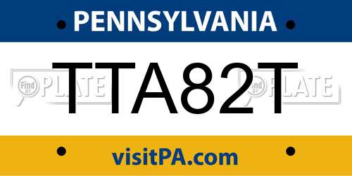 TTA82T Pennsylvania License Plate
