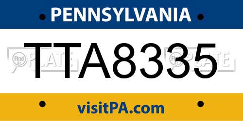 TTA8335 Pennsylvania License Plate
