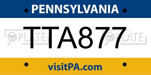 TTA877 Pennsylvania License Plate