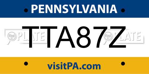 TTA87Z Pennsylvania License Plate