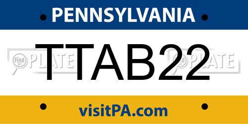 TTAB22 Pennsylvania License Plate