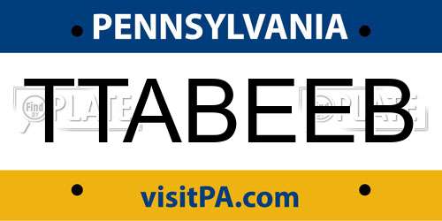 TTABEEB Pennsylvania License Plate
