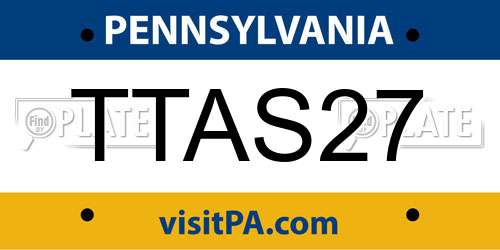 TTAS27 Pennsylvania License Plate