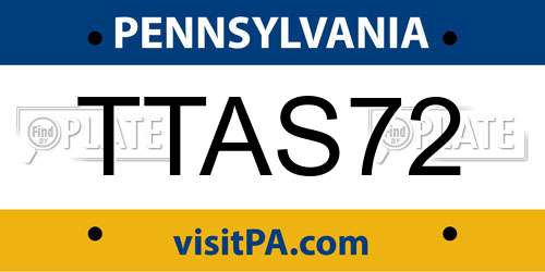 TTAS72 Pennsylvania License Plate