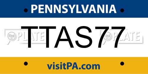TTAS77 Pennsylvania License Plate