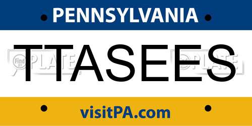 TTASEES Pennsylvania License Plate