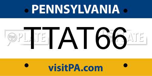 TTAT66 Pennsylvania License Plate