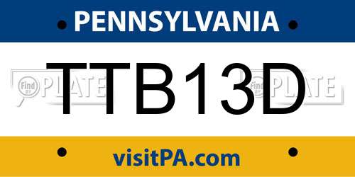 TTB13D Pennsylvania License Plate
