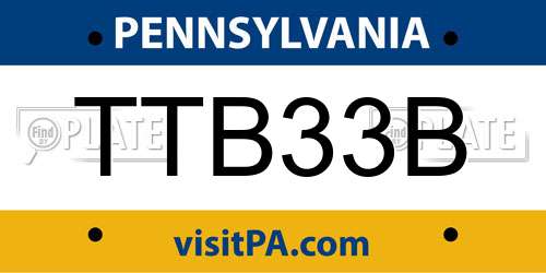 TTB33B Pennsylvania License Plate