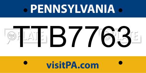 TTB7763 Pennsylvania License Plate