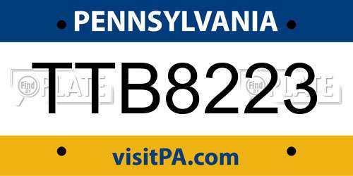 TTB8223 Pennsylvania License Plate