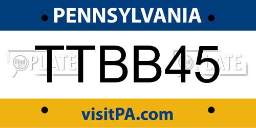 TTBB45 Pennsylvania License Plate
