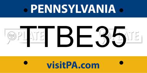 TTBE35 Pennsylvania License Plate