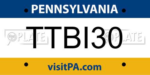 TTBI30 Pennsylvania License Plate