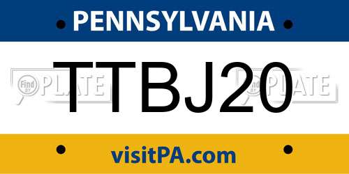 TTBJ20 Pennsylvania License Plate