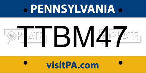 TTBM47 Pennsylvania License Plate