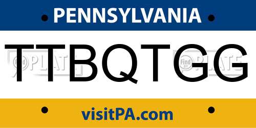 TTBQTGG Pennsylvania License Plate