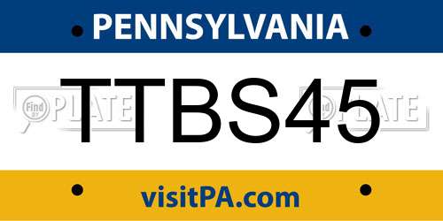 TTBS45 Pennsylvania License Plate