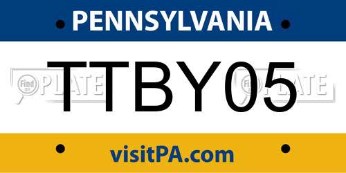 TTBY05 Pennsylvania License Plate