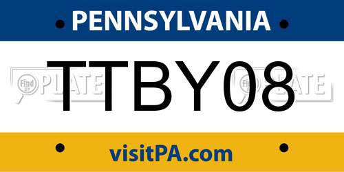TTBY08 Pennsylvania License Plate