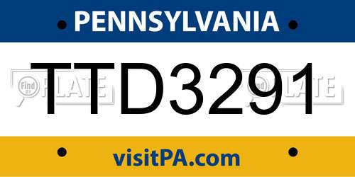 TTD3291 Pennsylvania License Plate