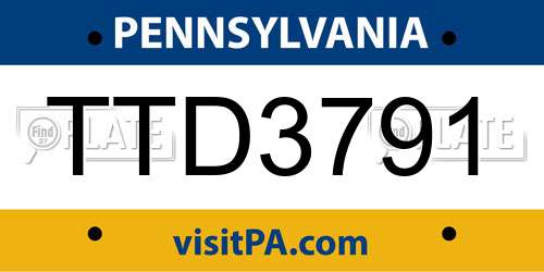 TTD3791 Pennsylvania License Plate