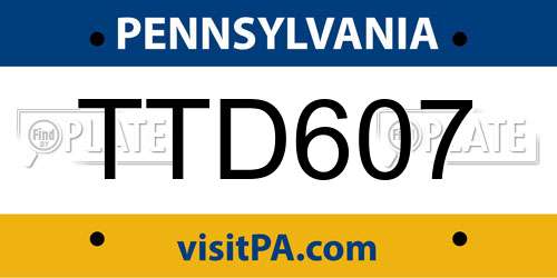 TTD607 Pennsylvania License Plate