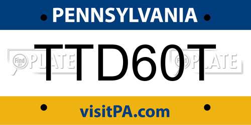 TTD60T Pennsylvania License Plate