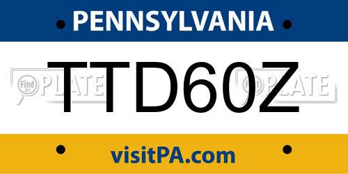 TTD60Z Pennsylvania License Plate