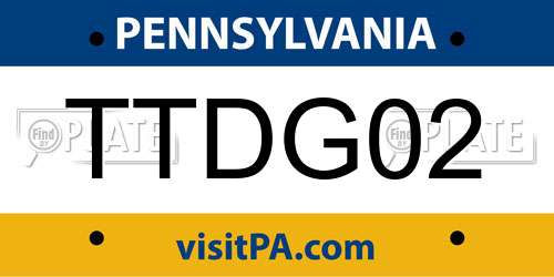 TTDG02 Pennsylvania License Plate