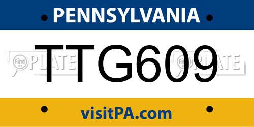 TTG609 Pennsylvania License Plate