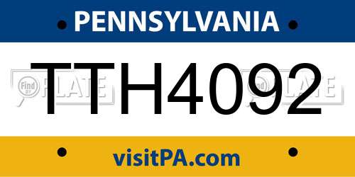 TTH4092 Pennsylvania License Plate