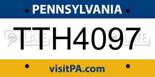 TTH4097 Pennsylvania License Plate