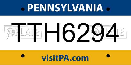 TTH6294 Pennsylvania License Plate