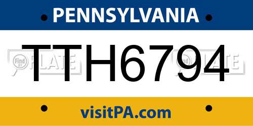TTH6794 Pennsylvania License Plate