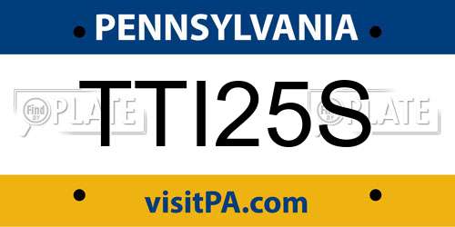 TTI25S Pennsylvania License Plate