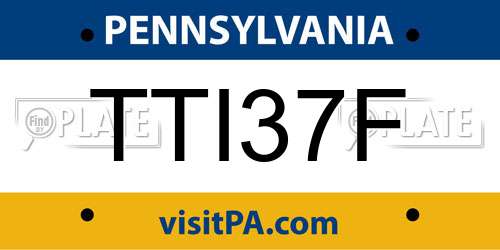 TTI37F Pennsylvania License Plate