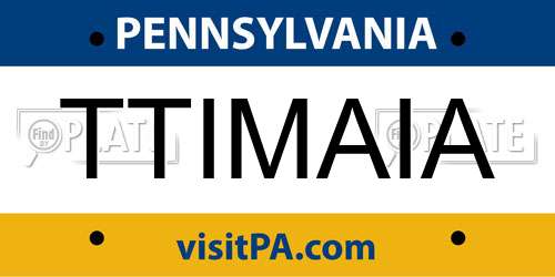 TTIMAIA Pennsylvania License Plate