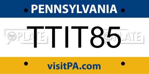 TTIT85 Pennsylvania License Plate