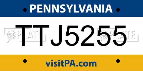 TTJ5255 Pennsylvania License Plate
